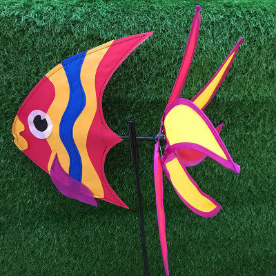 Hot foreign trade and domestic sales of cartoon animals Marine fish shaped woven nfish windmill non-woven outdoor decoration