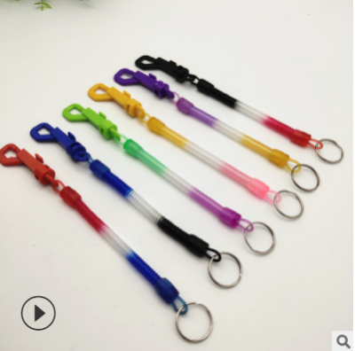 Environment-friendly TPU plastic spring rope p-knot key hanging rope three-color slingshot line anti-loss rope mobile phone rope