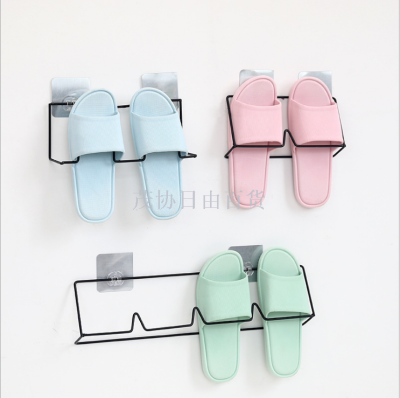 Simple Modern Iron Shoe Rack Bathroom Slipper Rack Creative Home Double-Layer Simple Wall-Mounted Shoe Storage Rack