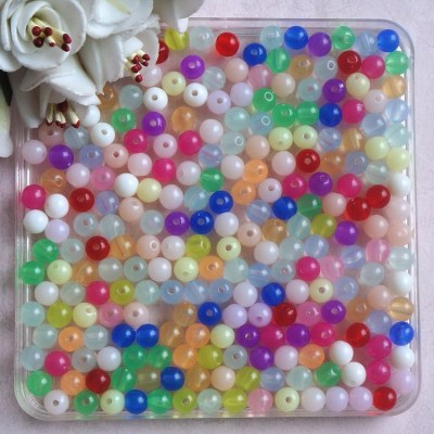 Manufacturers direct acrylic beads 6mm straight hole jelly beads diy accessories bracelet beads material