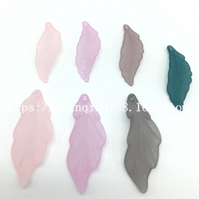 Frosted color leaf size hanging hole, translucent leaf beads diy jewelry accessories beads material