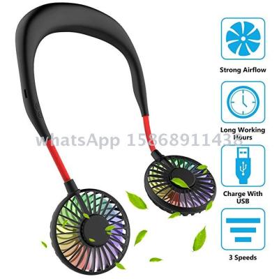 Slingifts Hand Free Mini USB Fan Rechargeable Portable Headphone Design Wearable Neckband Fan for Sports Office Outdoor 