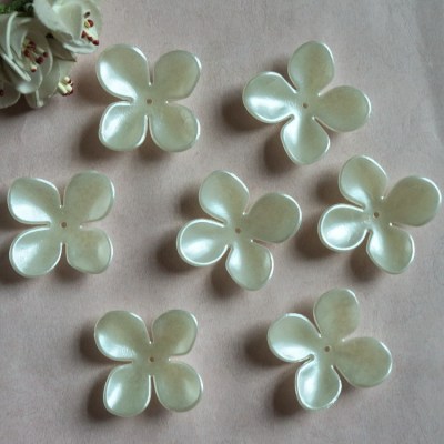 Factory Direct Sales Mid-Hole Four-Petal Flower Imitation Pearl 33mm ABS Flower Patch DIY Beaded Jewelry Accessories