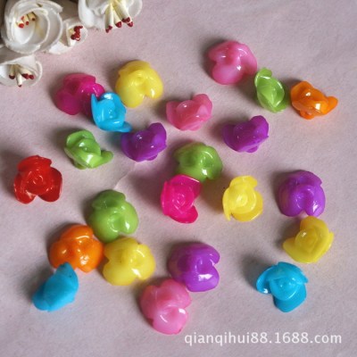 Manufacturers direct three acrylic beads solid color the back hole, flowers, children checking beaded materials jewelry