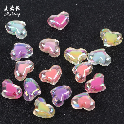 Acrylic beads plating color heart beads crooked peach heart beads in the color of candy beads manual beads powder wholesale beads