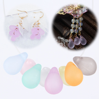 Factory Direct Sales Acrylic Hanging Hole Frosted Transparent Water Drop Beads Antiquity Hair Clasp Headdress Accessories Earrings Necklace Pendant