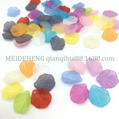 18 * 20 mm colored Frosted monochromatic hanging perforated piece Chinese cabbage plastic resin leaf DIY beaded jewelry