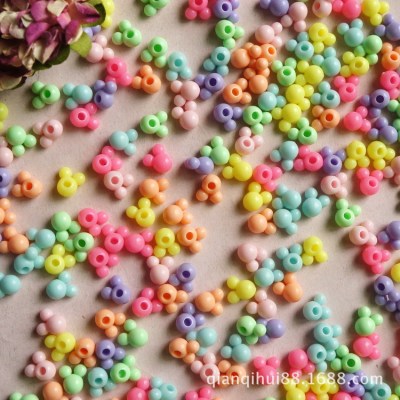 Colour Half Hole Mickey Head 9mm Solid Color Acrylic Beads DIY Children's's headwear Accessories