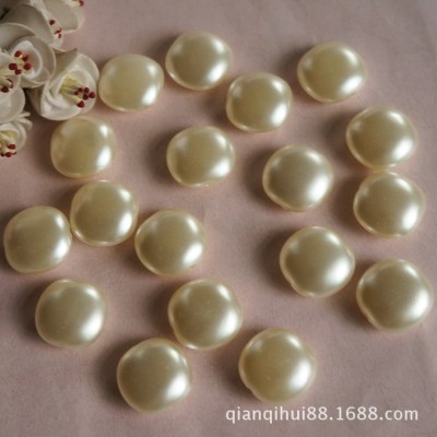 Factory Direct straight hole Flat Round Imitation Pearl 20*10mm white Loose Beads DIY jewelry Beading materials