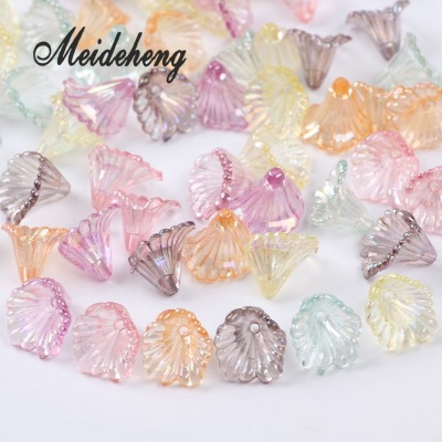 DIY Bead Accessories Acrylic with Holes AB Color Small Trumpet Flower Conch Earring Accessories Handmade Loose Beads Wholesale