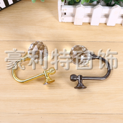 Crystal ball head decoration Modern wind curtain buckle ring hook Wall Hook Binding Curtain Clip Color Variety