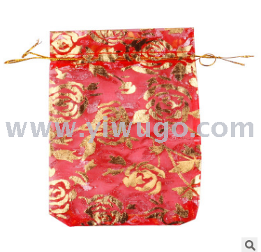 Gilding mesh yarn bag gift bag jewelry packaging bundle mouth organza pearl yarn bag multi-size rose yarn bag