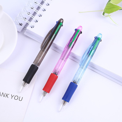Wholesale stationery products turtle rabbit drawing board four color press type ballpoint pen black red blue green core student marker writing pen