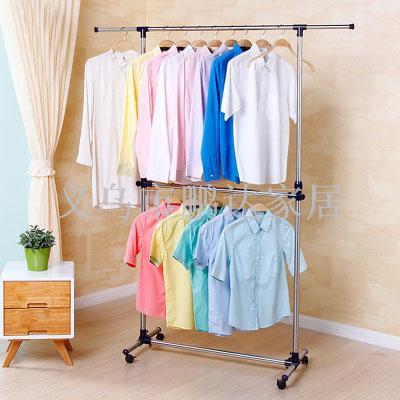 Single bar clotheshorse indoor clotheshorse floor clotheshorse folding clotheshorse stainless steel double deck clothes 