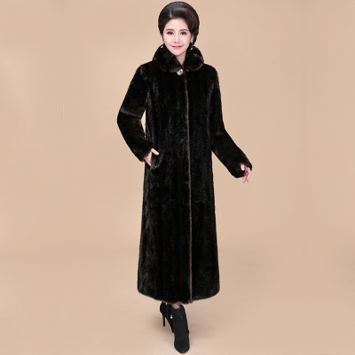Autumn/winter 2019 new senior women's high-end fur imitation mink fur mother winter coat
