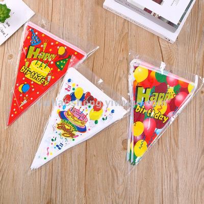 Adult children 's first birthday party decoration plastic colored flag background wall triangulation banners