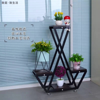 Iron Flower Stand Simple Living Room Office Decoration Balcony Creative Multi-Layer Floor Flower Pot Storage Rack A631