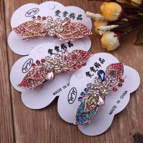 rhinestone plate hairpin head accessories female fashion spring clip large head clip zama tail buckle word clip horizontal clip