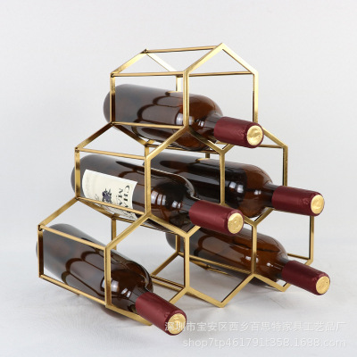 European Style Wine Rack Metal Luxury Art Simple Wine Cabinet Bar New Ornament Art Kitchen Restaurant Wine Rack
