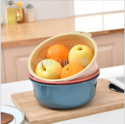 Yi yue can hang simple two-color asphalt water basket double functional storage basket plastic taomie rice kitchen wash basket set