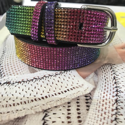 Colorful tapered water diamond European belt