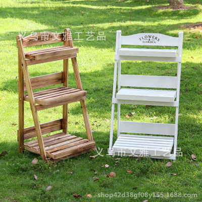 Special new product promotion Nordic style solid wood can be folded flower frame three white solid storage rack