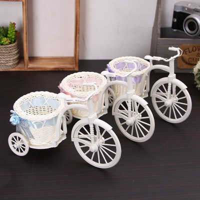 Small tricycle flower basket flowerpot creative display simulation plastic cane float wedding gift photography props