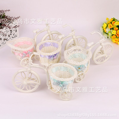 Wedding props flower arranger small round basket rattan white cane weaving car rattan float