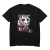 Cool sunglasses cat head print round collar black T-shirt various prints can be customized t-shirts