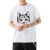 High quality fashionable men's pure white round neck T-shirt cute cat head digital print T-shirt