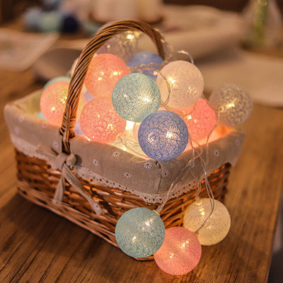 Exclusive for Cross-Border Thailand Cotton Ball Lighting Chain LED Vine Bal Lights Holiday Party Wedding Site Layout Decorative String Lights Lighting Chain