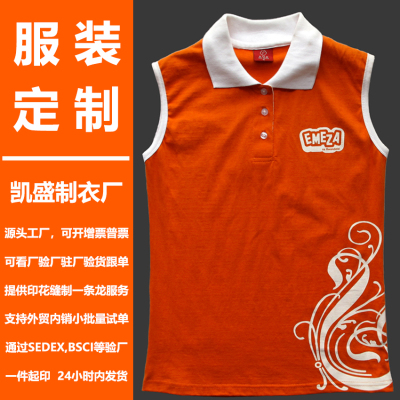 100% cotton single jersey sleeveless Polo shirt with a custom African telecom customer logo