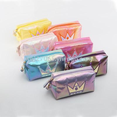 Foreign trade hot-selling crackle prince bag dazzle color cloth art cosmetic bag crown portable storage bag has copyright patent