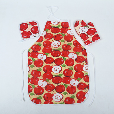 Kitchen Supplies Wholesale  Korean New Printing Small Floral Apron Three Suits Waterproof Household Apron Set