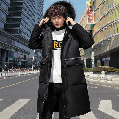 Winter down jacket men in the long version of the Korean version of the slimming youth hooded men's coat trend new 890