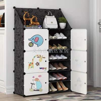 Simple shoe rack domestic large capacity multilayer receive artifact magic shoe ark dustproof bookshelf