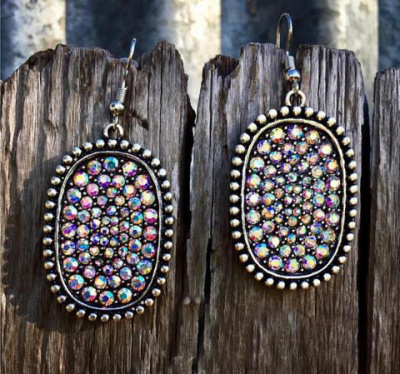 Rongyu Cross-Border New Product Plated 925 Vintage Thai Silver Inlaid Rhinestone Earrings Europe and America Creative Colorful Starry Earrings