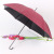 Women's Elegant All-Weather Umbrella Simple Fresh Flower Umbrella Straight Rod Leather Curved Handle Black Plastic Umbrella for Both Rain and Rain