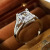 Rongyu Wish Popular Four-Claw Square Shining Zircon Ring European and American Women's Elegant Bridal Wedding Diamond Ring