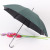 Women's Elegant All-Weather Umbrella Simple Fresh Flower Umbrella Straight Rod Leather Curved Handle Black Plastic Umbrella for Both Rain and Rain