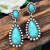 Rongyu Cross-Border New 925 Antique Silver Green Turquoise Earrings Europe and America Creative Drop-Shaped Turquoise High-Key Eardrop