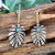 Rongyu European and American Creative Vintage Turquoise Musa Basjoo Leaf Earrings Bohemian Plated 925 Silver Color Separation Ear Pendant