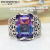 Rongyu Wish Hot Sale Rainbow Topaz Rectangular Marcasite Ring European and American Luxury Inlaid Colorful Tourmaline Ring
