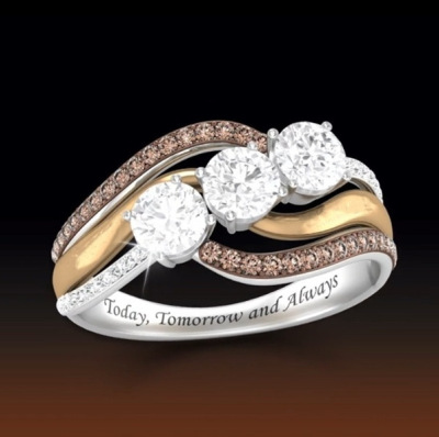 Rongyu Cross-Border Wish Good Goods White Imitation Diamond Ring European and American Fashion Diamond-Embedded Engagement Women's Ring Direct Sales