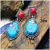 Rongyu Wish Hot Sale Inlaid Red Flower Blue Turquoise Water Drop Pear-Shaped Earrings European and American Retro Plated 925 Silver Earrings