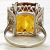 Rongyu EBay Hot Sale Fashion Champagne Zircon Ring Plated 18K Gold Inlaid Yellow Gemstone Ring Wholesale