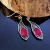 Rongyuoumei Creative Bird Feather Inlaid Purplish Red Ore Earrings Fashion Plated 925 Antique Silver Color Separation Earrings