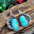 Rongyu Wish New Retro Creative Feather Leaf Earrings European and American Fashion Colorful Flowers Turquoise Earrings