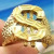 Rongyu Cross-Border Hot Sale 18K Gold Plated Men's Domineering Ring Hipster Hip Hop Creative USD Carven Design Ring