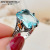 Rongyu Wish New Hot-Selling 925 Thai Silver Plated Two-Tone Flower Ring European American High-End Sea Blue Topaz Ring